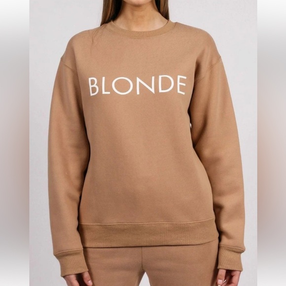 Brunette The Label Blonde Crew Neck Sweater, Size S/M, Caramel, Supple soft feel - Picture 1 of 3